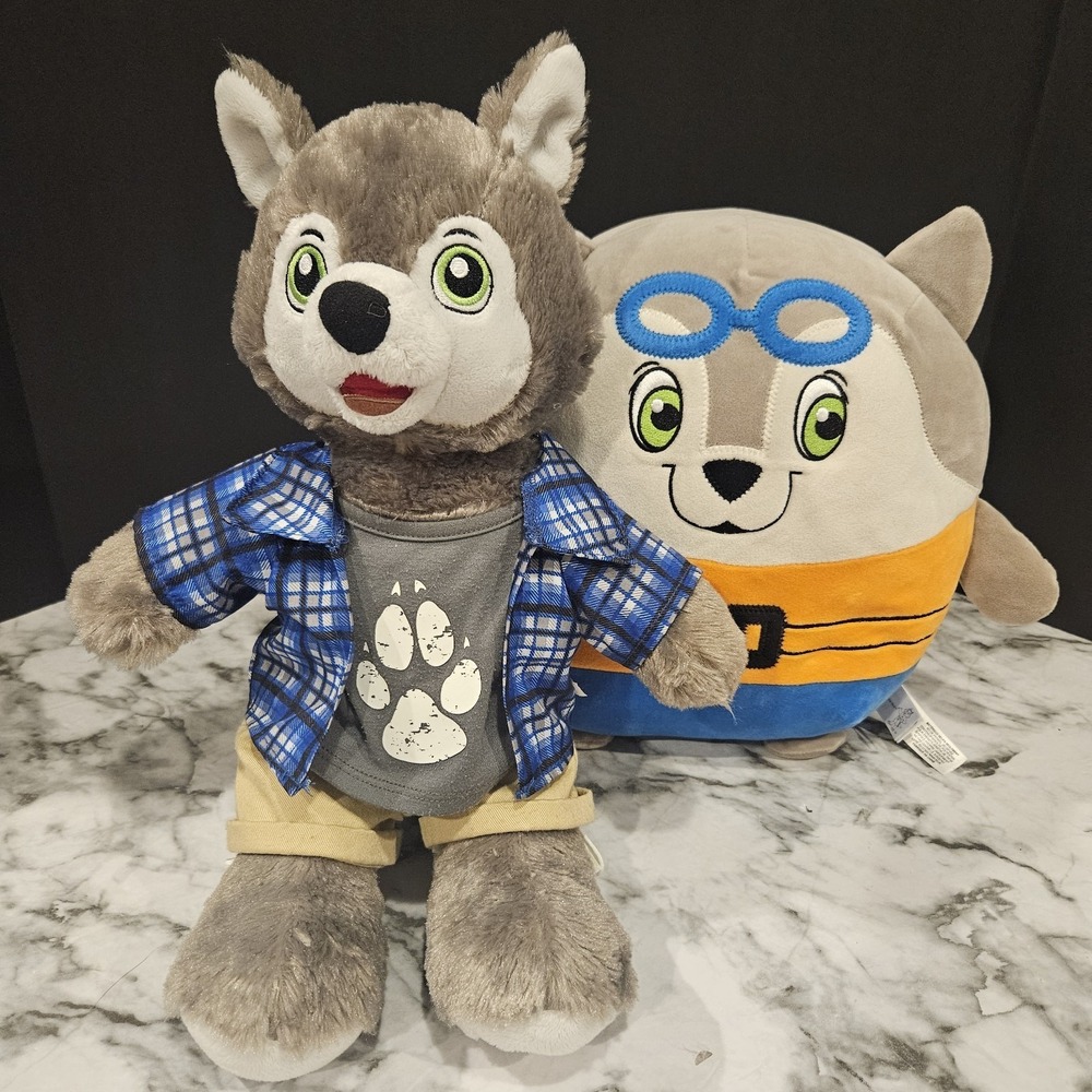 Great Wolf Lodge Wiley Wolf Plush Lot Build A Bear+Outfit + Fiesta Squish Plush - Picture 2 of 15